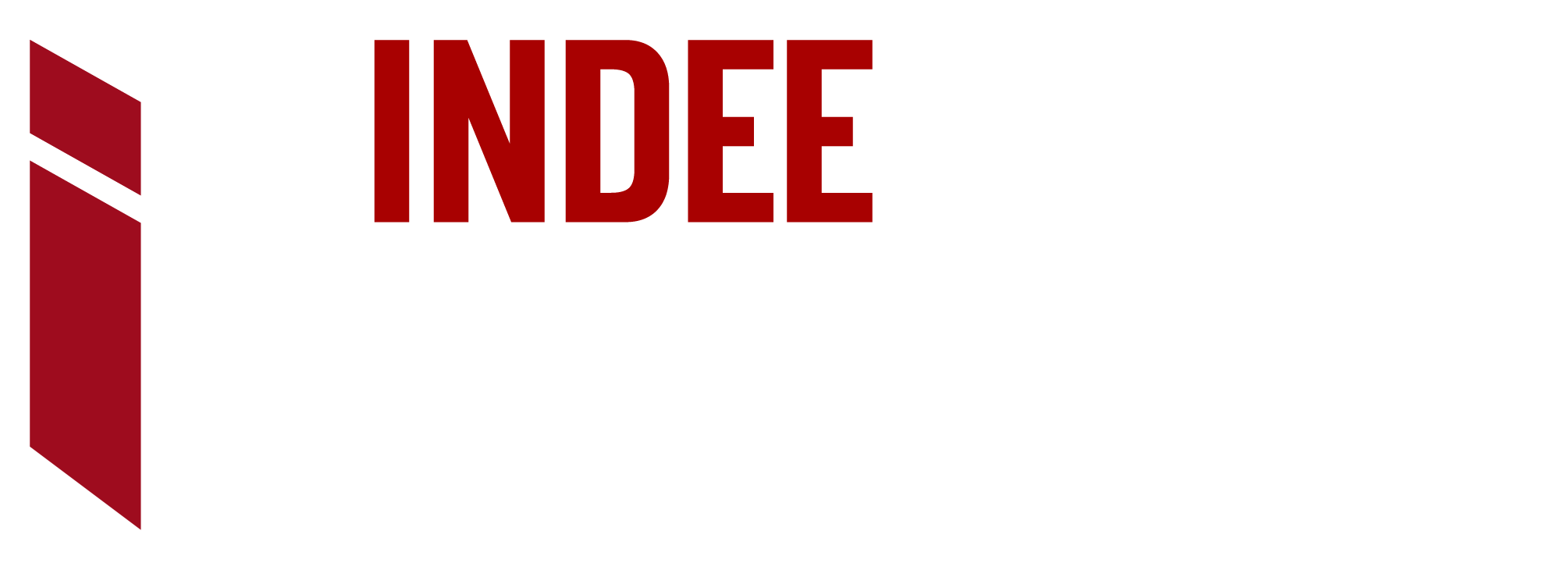 Indee Innovations LOGO White Indee Innovations logo in maroon and white.